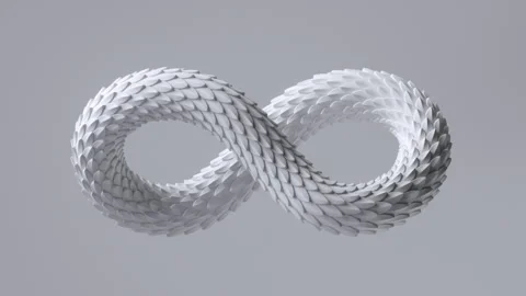 3d render cycled animation of infinity symbol with white snake skin Stock Footage 287448018