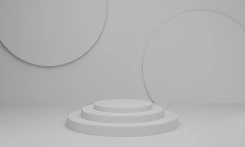 3d render. cylinder podium on white background Abstract minimal scene with ge Stock Photos