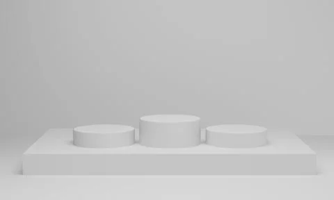 3d render. cylinder podium on white background Abstract minimal scene with ge Stock Photos