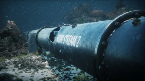 3D render of a damaged pipe Nord Stream 2 Stock Footage 236721079
