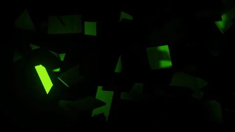 3d render dark background with abstract cell phones. Three smartphones light  Stock Illustration