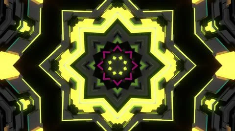 3d render. Dark background with abstract symmetrical pattern of geometric 3d イラスト素材