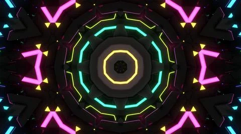 3d render. Dark background with abstract symmetrical pattern of geometric 3d Stock Illustration