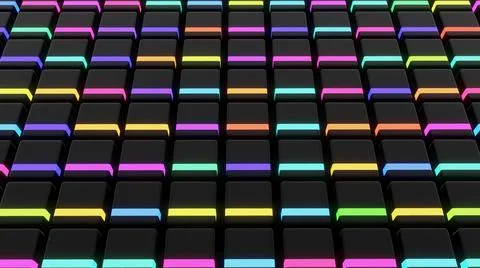 3d render. Dark background with abstract blocks on plane like devices with Stock Illustration