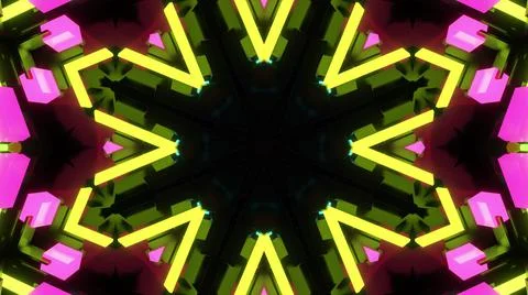 3d render. Dark background with abstract symmetrical pattern of geometric 3d Stock Illustration