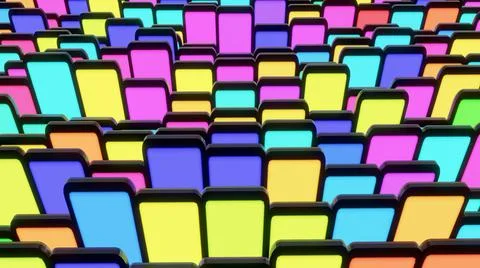 3d render. Dark background with abstract blocks on plane like devices with Illustrazione stock