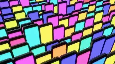 3d render. Dark background with abstract blocks on plane like devices with Stock Illustration