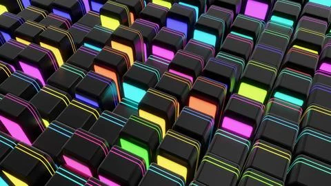 3d render. Dark background with abstract blocks on plane like devices with 스톡 일러스트