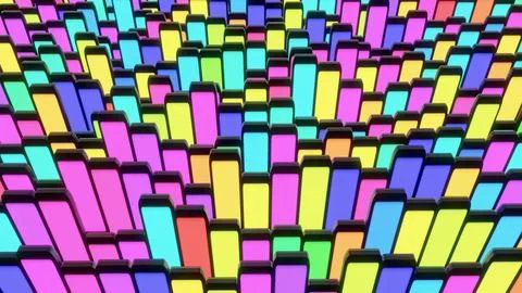 3d render. Dark background with abstract blocks on plane like devices with Stock Illustration