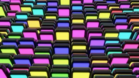 3d render. Dark background with abstract blocks on plane like devices with Stock Illustration