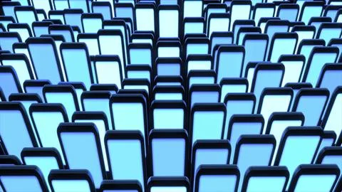 3d render. Dark background with abstract blocks on plane like devices with Illustrazione stock