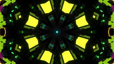 3d render. Dark background with abstract symmetrical pattern of geometric 3d Illustrazione stock
