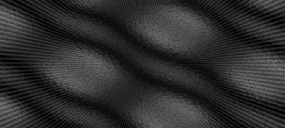 3D render dark gray black mesh polygon rays of a wave of modern techno backgr Stock Illustration