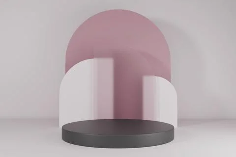 3D render Dark gray podium on a soft pink purple abstract background Stock Illustration