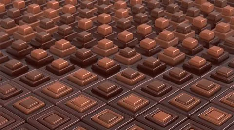 3d render. Dark plastic chocolate brown cubic surface in wave motion. Stock Illustration