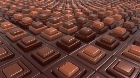 3d render. Dark plastic chocolate brown cubic surface in wave motion. Stock Illustration