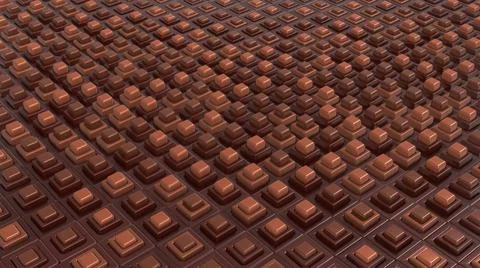 3d render. Dark plastic chocolate brown cubic surface in wave motion. Stock Illustration