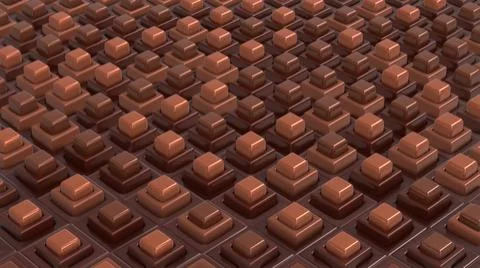 3d render. Dark plastic chocolate brown cubic surface in wave motion. Stock Illustration
