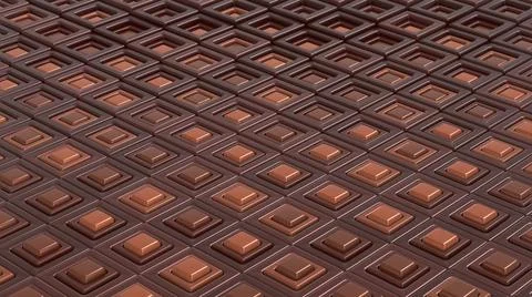 3d render. Dark plastic chocolate brown cubic surface in wave motion. Stock Illustration