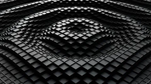 3d render. Dark plastic cubic surface in wave motion. Abstract 3d illustratio イラスト素材