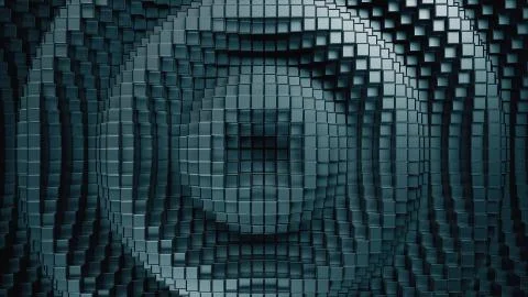 3d render. Dark plastic cubic surface in wave motion. Abstract 3d illustratio イラスト素材
