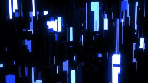 3d render. Dark science fiction blue background. Abstract dark bg neon cubes 스톡 일러스트