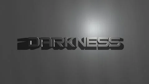 3D render of darkness text with metallic shadow creating dramatic background Stock Footage 334448435