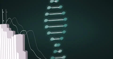 3D render dashboard being animated in dark green interface, with bar chart, line Stock Footage 308657365
