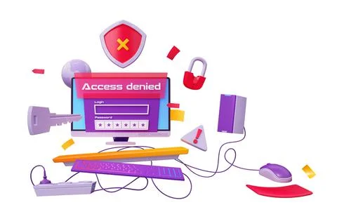 3d render data protection, access denied concept Stock Illustration