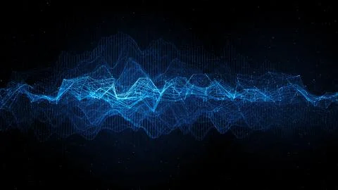 3d render data visualization. Complex graph with glow elements and particles. Stock Illustration