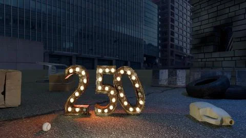 3d render declining usa at 250 Stock Illustration