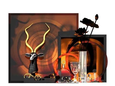 3d render decoration set Stock Photos