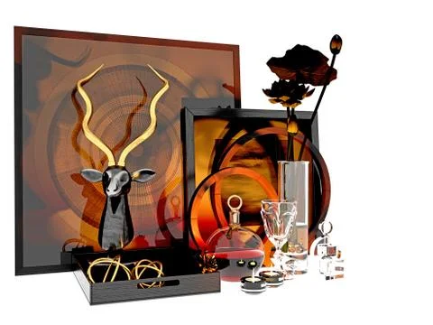 3d render decoration set Stock Photos