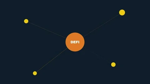 3D render of DeFi network interface creating decentralized finance background Видео 334940348