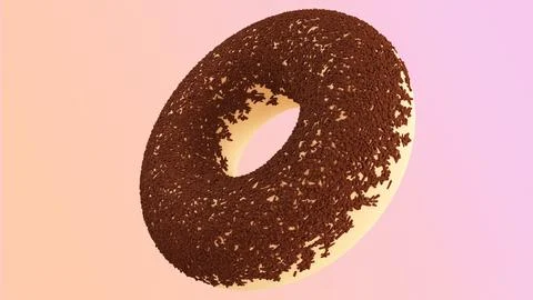 3d render of delicious doughnut with chocolate sprinkles Stock Illustration