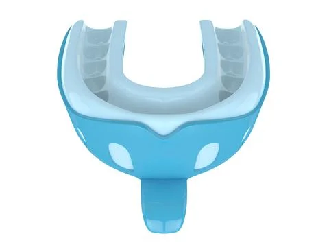 3d render dental plastic impression tray with material Stock Photos