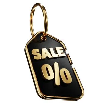 3d render design for a black and gold color discount coupon template at an an Stock Illustration