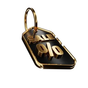 3d render design for a black and gold color discount coupon template at an an Stock Illustration