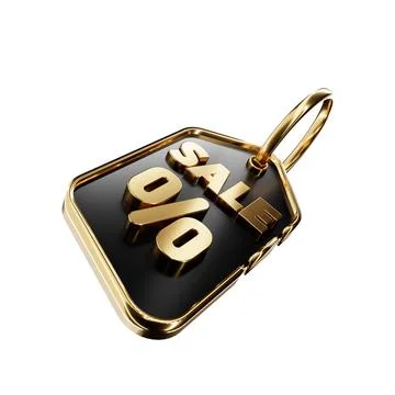 3d render design for a black and gold color discount coupon template at an an Stock Illustration