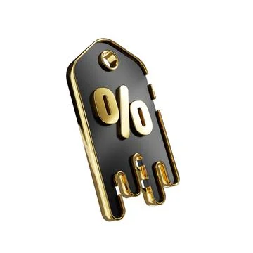 3d render design for a black and gold color discount coupon template at an an Stock Illustration