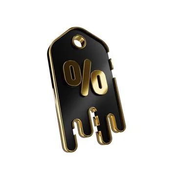 3d render design for a black and gold color discount coupon template at an an Stock Illustration