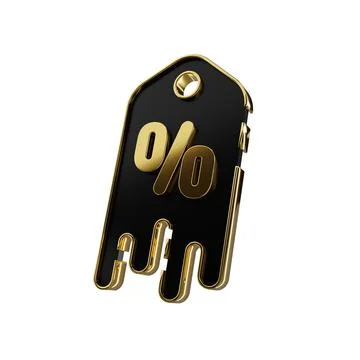 3d render design for a black and gold color discount coupon template at an an Stock Illustration