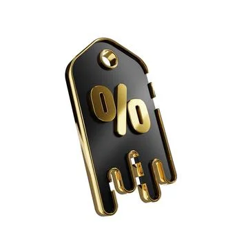 3d render design for a black and gold color discount coupon template at an an Stock Illustration