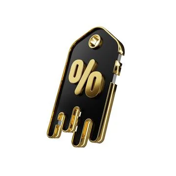 3d render design for a black and gold color discount coupon template at an angle Stock Illustration