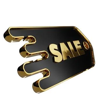 3d render design for a black and gold color discount coupon template at an angle Stock Illustration