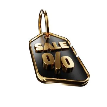 3d render design for a black and gold color discount coupon template at an an Stock Illustration