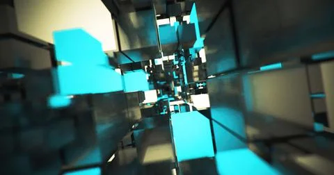 3d render design of falling down cubes from the top view Stock Illustration