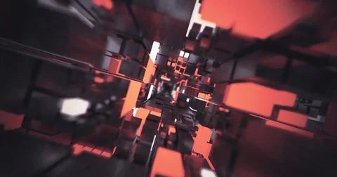 3d render design of falling down cubes from the top view Stock Illustration