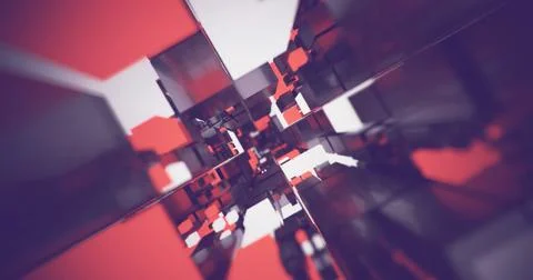 3d render design of falling down cubes from the top view Illustrazione stock