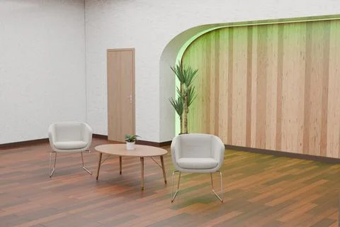 3d render design of meeting interview room with table and chair Stock Illustration